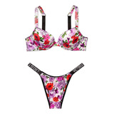 Conjunto Bra Y Pantie Brillo Flores