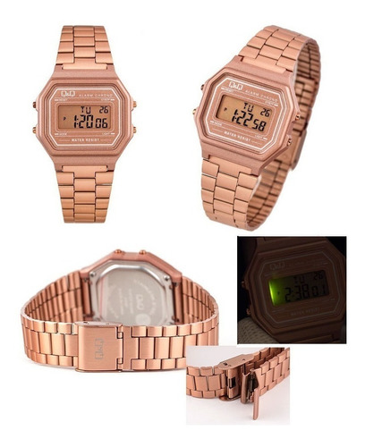 Reloj Q&q Oro Rosa Retro Alarma 100% Original Envio Gratis