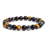 Pulsera Triple Protección Hematita Obsidiana Ojo De Tigre