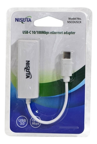 Conversor Usb Tipo C A Red 10/100mbps Win Mac Linux Nisuta