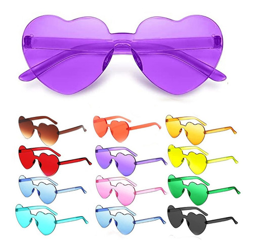 ¡ Gafas Fashion Party De Corazón Sol Rimless Moda Colores !! Color De La Lente Morado Color De La Varilla Multicolor Color Del Armazón Multicolor