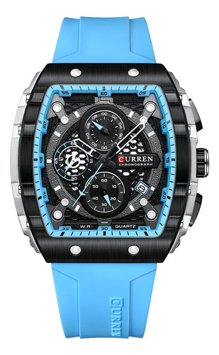 Curren Reloj  Pulsera De Cuarzo Cuadrado Para Hombre Luminos