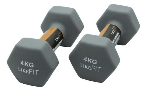 Par Mancuernas Pesa Neopreno 4 Kg Likefit Para Entrenamiento Color Gris