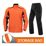 New Naranja Impermeable Motociclista Reflejante Con Capucha