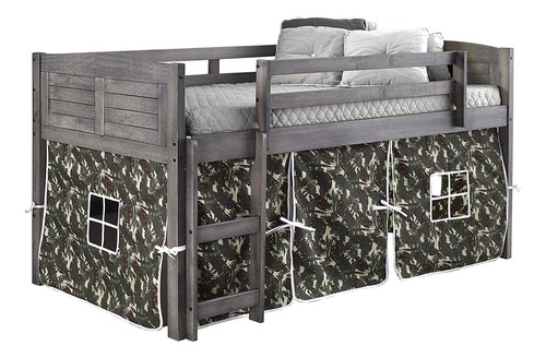 Cama Tipo Loft Baja Louver Con Tienda De Camuflaje, Twi...