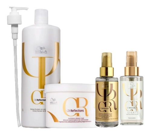 Kit Profissional Wella Oil Reflections 4x1 Litro - Promoção