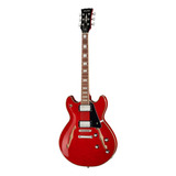 Guitarra Eléctrica Harley Benton Vintage Series Hb-35plus Semi Hollow De Arce Cherry Brillante Con Diapasón De Granadillo Brasileño