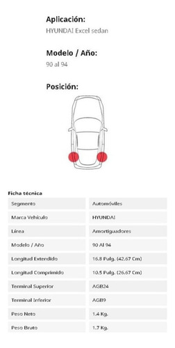 Amortiguador Hyundai Scoupe 1991-1999 Trasero Foto 4