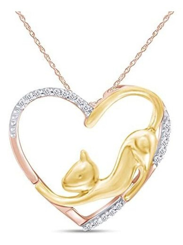 Collar Gato Diamante Blanco 14k Gold Plata Esterlina