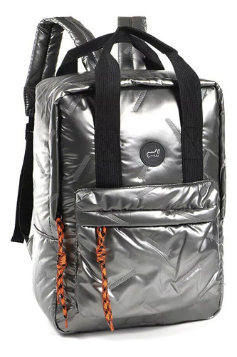 Mochila Escolar Muaa Urbana 51525 Color Plateado Diseño Puffer 15l