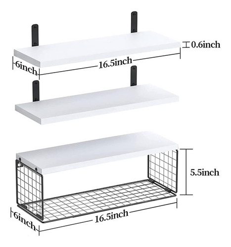 3 Pcs Estantes De Madera De Para Dormitorio De Baño 40 Cm