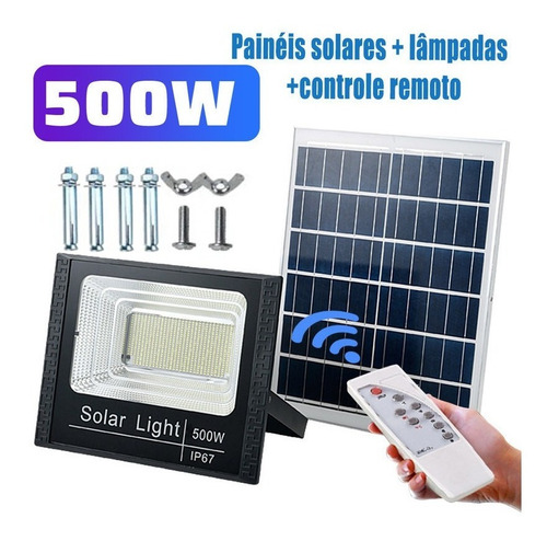 Reflector Led 500w Solar Con Panel Solar Bateria Luz Blanca