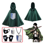 . Capa De Cosplay Con Capucha Verde De Attack On Levi Ackerman