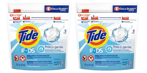 Detergente 16 Capsulas Tide Pods Free & Gentle X 2unds