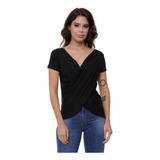 Blusa Feminina Transpassada T Shirt Camiseta Barata Básica