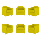 Kit 6 Poltronas Decorativas Reforçada Consultório Sala Suede