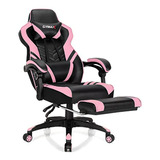 Silla Gaming Gymax Con Reposapiés Y Soporte Lumbar (rosa)