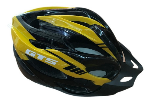 Capacete Com Sinalizador Gts Led Ciclismo Bike Amarelo Preto