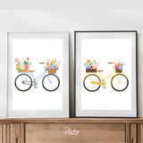 Laminas Imprimibles Set X5 Bicicleta Deco Floral Para Cuadro