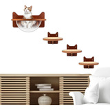 Juego De Estantes Montados De Pared Para Gatos Con Cama Tran