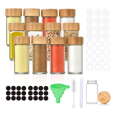 12 Frascos De Vidrio Especieros Tapa Almacenamiento 120ml Frascos De Madera Para Especias Frascos De Vidrio De Madera Para Especias Una Gran Elección Para La Cocina Aromatizantes Frascos Aromatizantes | MercadoLibre