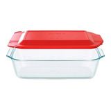 Fuente Rectangular Deep C/ Tapa Pyrex 3lt Vidrio Para Horno