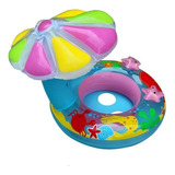 Flotador Inflable Sombrilla Piscina Niños Bebes Color Amarillo