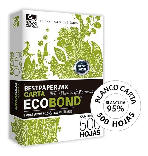 Papel Ecobond Blanco Carta - 1 Paquete Con 500 Hojas