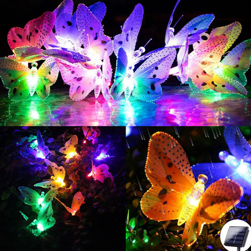 Mb Lámpara Solar De Mariposa De 20 Led Para Decoración