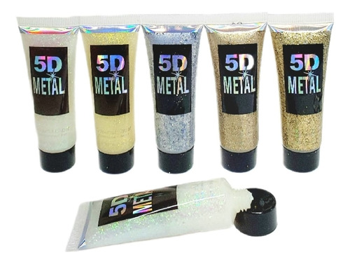 Set 6 Sombras De Glitter En Gel Distintos Tonos 5d