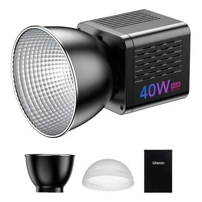 ULANZI 40W Pro RGB Luz de video LED portátil, batería incorporada de 3400mAh,con temperatura de color ajustable COB,9100Lux, iluminación de salida continua 2500K-6500K para video | Meses sin interés