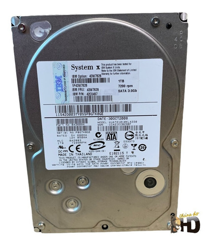 Disco Rigido Interno Ibm Hitachi Fru43w7629 Hd 1tb Sata 7.2k