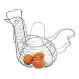 Huevera Metal Cromado Gallina Porta Huevos Cocina