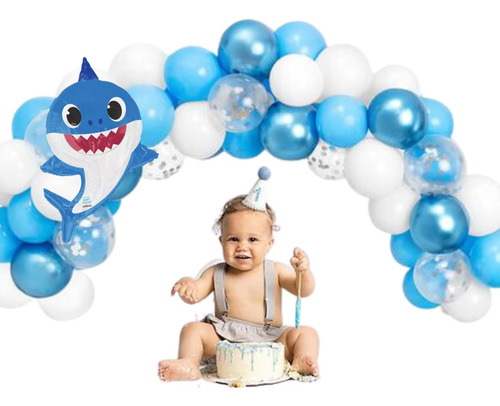 Kit De Sesión De Fotos, One Year, Smash Cake Baby Shark One