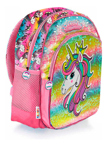 Mochila Escolar Espalda Grande Unicornio Lentejuelas Infantiles Bolso Mochilas Escolares Jardin Pulgadas Bolsillos Porta Botella Pvc Reforzada Colgar Con Relieve Primaria