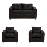 Living George 211 Cuero Auris Negro / Muebles América