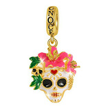 Colgante Calavera Mexicana Plata Y Oro Para Pulseras