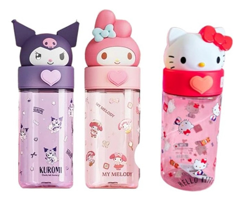 Botella Plástico Portátil Para Agua Sanrio Kitty Kuromi