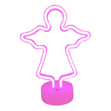 Led Neon Pink Angel Shape Table Lamp