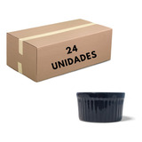 24 Mini Tigelas Preto Ramekin 150 Ml Porcelana Canelada 