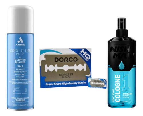Cool Care Andis 439g + Navaja Dorco 100pz +after Shave 400ml