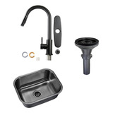 Meer Kit Mezcladora Tarja Sencilla Acero Inox. Negro Mate