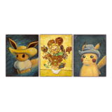 3 Cuadros Decorativos De Pokemon Van Gogh En Canvas