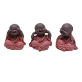 Trio Buda Terroso Em Resina