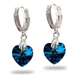 Aros Argollas Con Corazón Cristal 10mm Y Cubic Engarzados