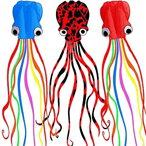 Cometa Octopus Flyer Kite-pack 3 Colores, Fácil De Volar -