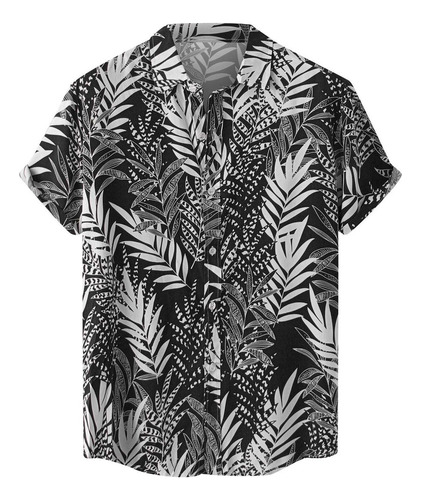 C2 Hombres Camisa Botones Playa Hojas Estampado Turndown Sho