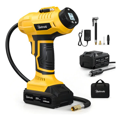 Astroai Compresor De Aire Inalámbrico Para Inflar Neumáticos,20v,batería Recargable,160 Psi, Bomba De Aire Portátil De Mano Con Adaptador De Corriente Para Automóvil De 12 V,automóviles, Motocicletas | Envío gratis