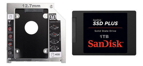 Kit Ssd 1tb Sandisk Plus Sata Iii 1000gb Velocidade Leitura 530mb/s + Adaptador Caddy 12.7mm Para Notebook