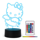 Lámpara 3d Acrílico Hello Kitty De Led Nocturna 16 Colores